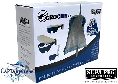 SUPA PEG CROC BIN V.2 CAMPING RUBBISH WASTE BIN INCLUDES A MESH BAG CROCBINV2