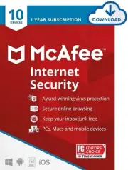 McAfee Internet Security 10 Devices, 1 Year Suscription.