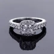 2.07 CT Prong Set Princess Cut Diamond Encrusted Engagement Ring 18k White Gold