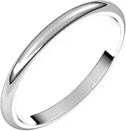 [JewelryWeb] White Gold Half Round 2mm Half Round Band Jewelry for Women - Ring Size Options Range: F to Z