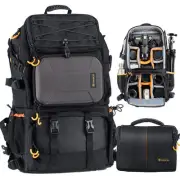 Pro 2 Bags in 1 Camera Backpack Large with 15.6" Laptop Compartment Waterproo...