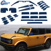 25pcs Engine Hood Hinge Rearview Mirror Cover Trim Kit For Ford Bronco 21+Blue (for: Ford)