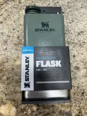 STANLEY CLASSIC EASY FILL WIDE MOUTH FLASK 8 OZ HAMMERTONE GREEN STAINLESS STEEL