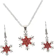 [Veemoon] 1set Christmas Jewelry for Women Snowflake Dangle Earrings Pendant Necklace Elegant Holiday Accessories for Parties Gatherings and Festive Celebrations