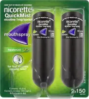 Nicorette QuickMist SmartTrack Freshmint + App Nicotine Relief 2 Pack 150 Sprays