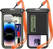Temdan 2 Pcs Floating Waterproof Phone Pouch, [Up to 10" Large] Universal IPX8 Waterproof Cell Phone Dry Bag with Lanyard for iPhone 16 Pro Max/15/14/13/12/11,Galaxy S24 Ultra/S23/S22/S21 for Vacation