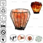Diamond Shape Himalayan Pink Salt Lamp PURIFY Iron Basket Heal Ionizing UK Plug