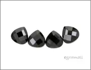 6 Cubic Zirconia Flat Pear Briolette Beads 8x8mm Black Jet #64601