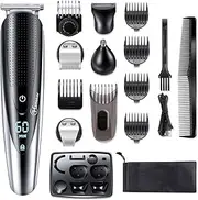 Hattteker Mens Hair Clipper Beard Trimmer Grooming kit Hair trimmer Mustache trimmer Body groomer Trimmer for Nose Ear Facial Hair Cordless Waterproof 5 In 1