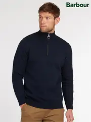 Barbour® Navy 100% Cotton Quarter Zip Jumper (A09350) | $220