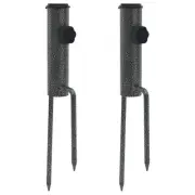 Galvanised Steel Parasol Stand with Spikes Set of 2 9x35 cm Outdoor Base