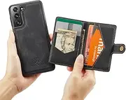 [GoshukunTech] for Samsung Galaxy S23 FE 5G Case,for Galaxy S23 FE 5G Back Case[ Detachable Card Slots ] PU Leather Magnetic Back Shell Cover Case for Samsung Galaxy S23 FE 5G-Black
