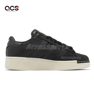 adidas 休閒鞋 Superstar XLG 男鞋 女鞋 黑 金 皮革 鱷魚紋 貝殼頭 微增高 愛迪達 IE5195