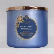 1-PACK! BATH & BODY WORKS EUCALYPTUS SNOWFALL WHITE BARN 3-WICK SCENTED CANDLE