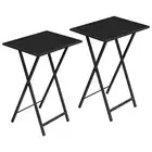 Folding TV Tray Tables, Set of 2 Side Tables for Small Space, Industrial Black