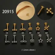 Tragus Helix Cartilage BAR Lip Stud Screw on Earrings Flat Back Labret Monroe