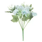 7 Branch Artificial Silk Peony Hydrangea Fake Flower with Stem, Blue