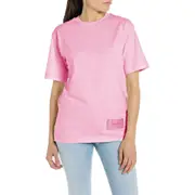 Replay Womens Basic Short Sleeve Tops Jersey T-Shirt w/ Micro Print Pink
