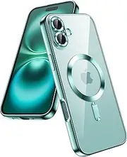 JETech Soft Clear Case for iPhone 16 6.1-Inch, Camera Lens Full Protection, Compatible with MagSafe Wireless Charging, Shockproof Electroplated TPU Phone Cover (Teal)