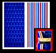 2 Pack 5ft Printed beach towels blue/red,84% Cotton,Soft/Absorbent,w Hang Loop