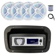 Pyle Marine Radio,Adapter,Spa Bezel,Antenna,Wire, 4x 6.5" 250W LED White Speaker