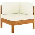 Garden Wooden Corner Sofa With Cream White Cushions Outdoor Patio Furniture