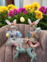 Set Of 2 Easter Elf Doll “23” “28” Decor Fairy Egg Shelf Sitting Cynthia Rowley
