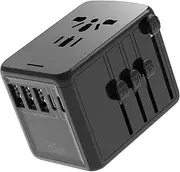 [Highspirit] Universal Travel Adapter, 2000W High Power with 3 USB-A & 2 USB-C PD 35W Fast Charging for iPhone, Samsung, Tablet, Compatible with USA, UK, EU, AU Standard Plugs