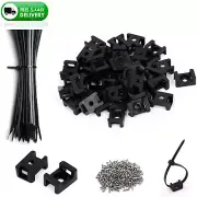 60-Piece Black Cable Zip Tie Mounts Kit – Includes Clips, 8" Zip Ties & Screws