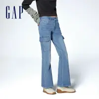 在飛比找momo購物網優惠-【GAP】女裝 修身喇叭牛仔褲-藍色(873057)