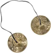 SUPVOX Brass Bell for Adults Hand Cymbals Straps Percussion Instrument for Meditation Rituals