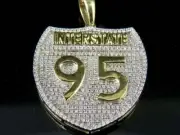 2.5 Ct D/VVS Genuine Round White Moissanite Interstate Men's Pendant 925 Silver