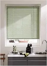 MADECOSTORE Aluminium Venetian Blind Olive Green – L 60 x H 175 cm – Self-Locking Mechanism – 25 mm Slats