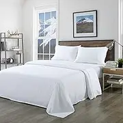 Royal Comfort Sheet Set 1000TC Bamboo Blend Ultra Soft Breathable Luxury, 1 x Flat Sheet, 1 x Fitted Sheet, 2 x Pillowcases (4 Pcs, King, White)