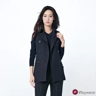 【KeyWear 奇威名品】時尚短版背心風衣外套(共2色)