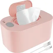 Wipe Warmer, Thermostat Baby Wipe Warmer, USB Portable Wipes Dispenser Warmer, Evenly Overall Heating for Car Home Baby Nursery (pink)