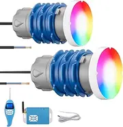 LyLmLe Mini LED Pool Lighting with 1 1/2 Inch Male Thread, 6 W RGB Pool Lamp Synchronous Control with Controller and Remote Control, Diameter 49 mm, 12 V AC Pool Headlight for Concrete/Styrofoam