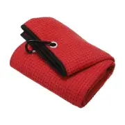 20"x16" Tri-fold Golf Towel Microfiber Waffle Pattern Towels w Clip Red