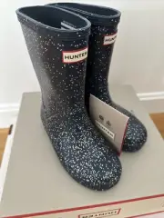 Hunter Kids Rain Boots Girls Original Giant Glitter Blue size 13 New in Box