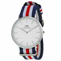 在飛比找PChome24h購物優惠-DW Daniel Wellington 經典藍白紅帆布腕錶