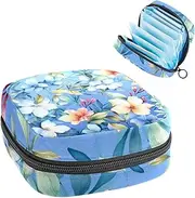 Period Bag,Sanitary Napkin Storage Bag,Floral Pattern with Tropical Flowers,Tampon Holder for Purse