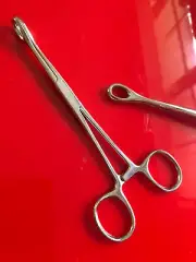 ROUND END FORCEPS CLAMPS FORCEP STEEL BODY PIERCING TOOL TONGUE NAVEL
