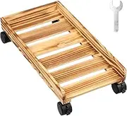 Wooden PC Tower Stand with Mobility Casters Open Frame Computer Case Cart for Home Office Use ﻿ (Faint Yellow)