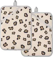 Pot Holders for Kitchen Brown Leopard Print Skin Color Potholders for Kitchens with Pocket Hot Pad Holders for Kitchen Oven Mitts 2 Pack