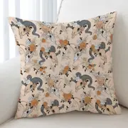 Floral Goat Skulls Cushion Cover