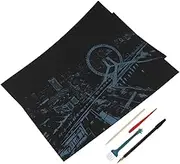 HOODANCOS 1 Set Night View DIY Scratching Drawing Paper with Wooden Pen Gold Pen Brush and Scraper for Home Decor and Creative Crafts