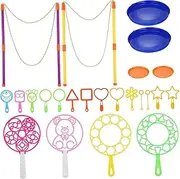 Kisangel 1Set Giant Bubble Wands Bubble Making Tools for Outdoor Games Festivals and Family Gatherings Easy to Use Bubble Blowing Kit with Assorted Shapes and Trays