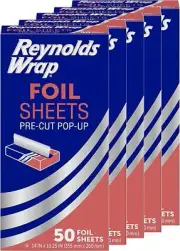(5 pack) Reynolds Wrap Pre-Cut Pop-Up Aluminum Foil Sheets, 14 x 10.25 inches