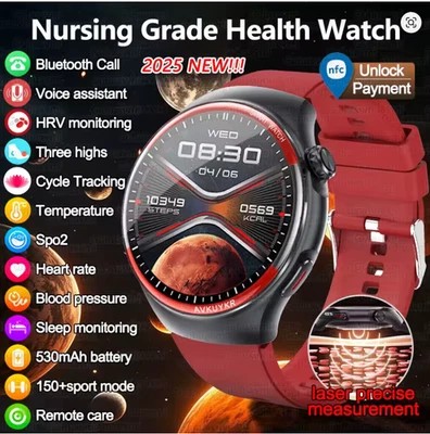 2025 Smart Watch Men Bluetooth Call NFC Blood Pressure Heart Rate Oxygen Fitness