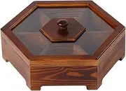 Solid Wood Snack Box Chinese Style Divided Grid Dried Fruit Tray Vintage Ornament for Home Living Room Candy Nut Melon Case,Home Decoration/a/30.*9Cm